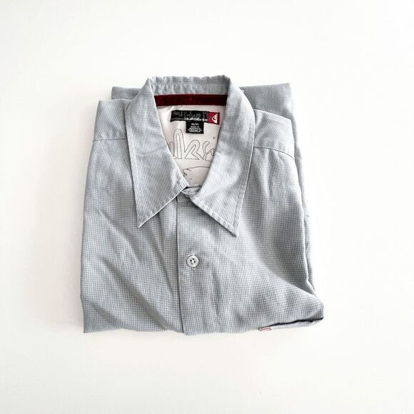 Quiksilver Mens Casual Camp Shirt Chest Pockets Buttons Short Sleeve Gray Medium - Picture 7 of 7